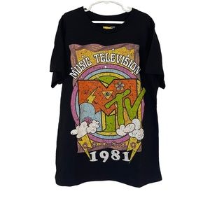 MTV Girls Vintage Black Graphic Short Sleeve T-Shirt- Size Large 12